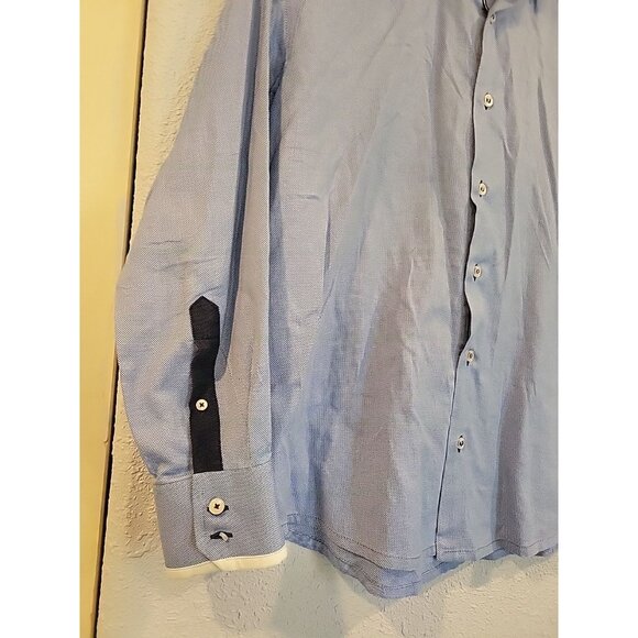 Zara Man Black Tag Shirt Men's‎ L Blue Slim Fit Button Up Long Sleeve - Picture 5 of 6